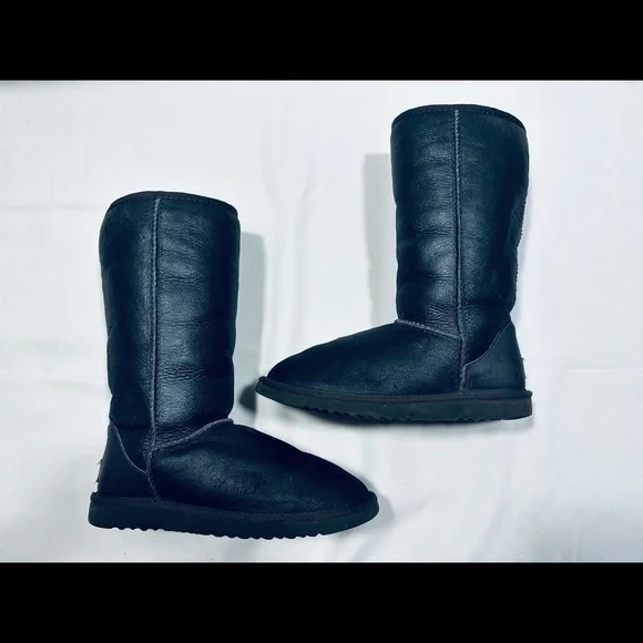 UGG Pewter Metallic Classic Tall Shearling Boots - Sz W5 - Rare Style 5823 - Picture 7 of 11